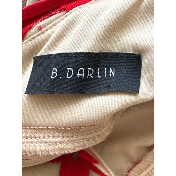 VTG B. Darlin Red Mermaid Ornate Lace Open Back Dress S Red Old Hollywood Glam - Picture 9 of 14